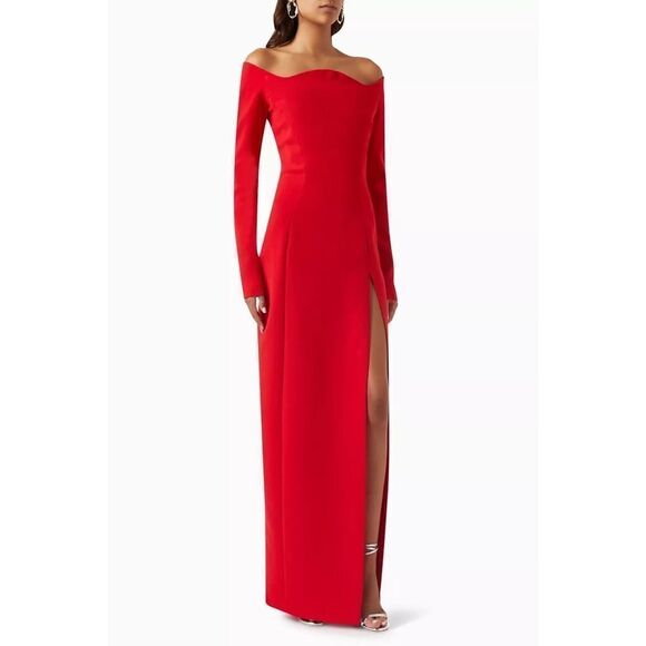 MONOT Off-shoulder Maxi Dress in Crepe US10 - Picture 1 of 9